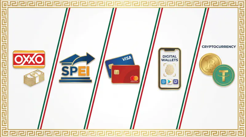 Métodos de pago disponibles en México: OXXO, SPEI, tarjetas y criptomonedas